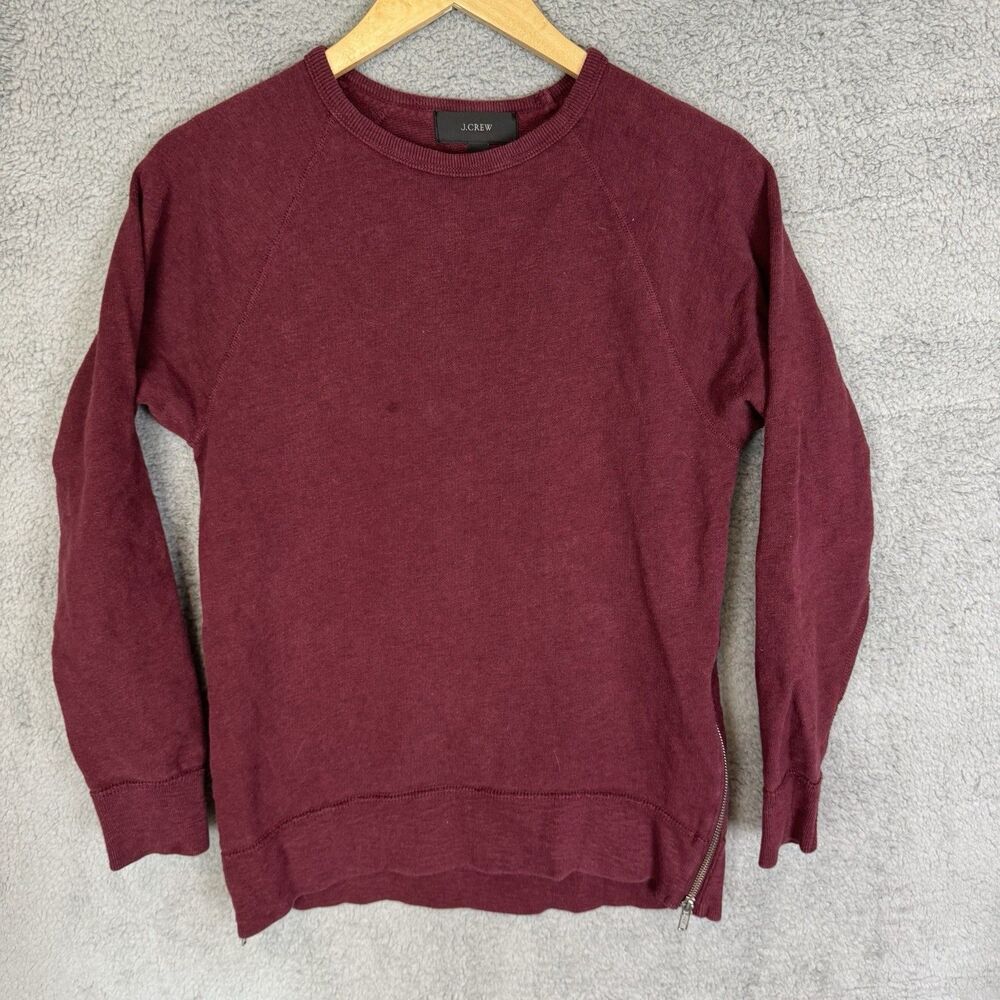 J. Crew Sweater Womens XS Maroon Crew‎ Neck Cotton Pullover Casual